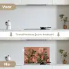Kolibries - Bloemen - Groen - Roze keuken achterwand spatscherm klein -voor_na_NL