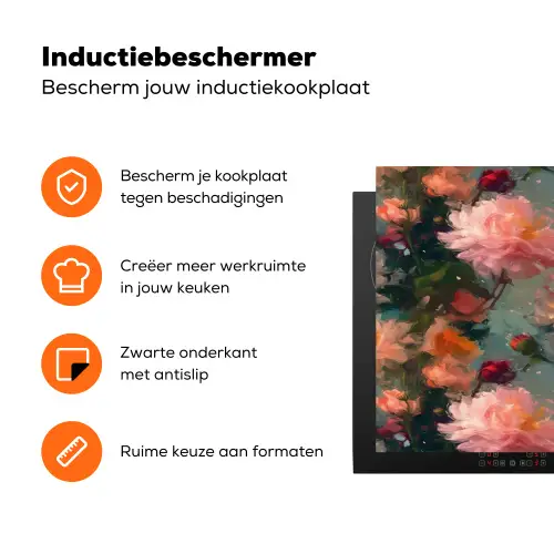 Dahlia - Bloemen - Patroon Inductie beschermer vinyl 3mm klein 276 -zzzzzzz-td-ups