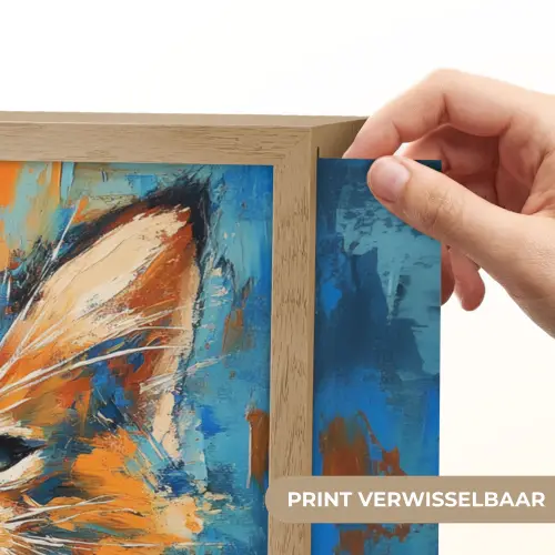Kat - Kleurrijk - Oranje - Blauw Light Box met batterij (Wandlamp) middel -USP_websiteprintNL