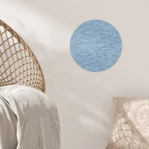 Golven - Ritmisch - Blauw Wandcirkel behangsticker klein 186 -sfeer4