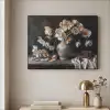 Bloemen - Vaas - Kunst - Stilleven Textielframe zwart klein -sfeer2