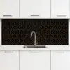 Zeshoek - Zwart - Goud - Bloem keuken achterwand 2 middel 871 -3d