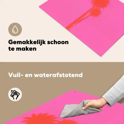 Palmbomen - Modern - Roze Inductie beschemer met haakjes klein -ky-schoon-nl