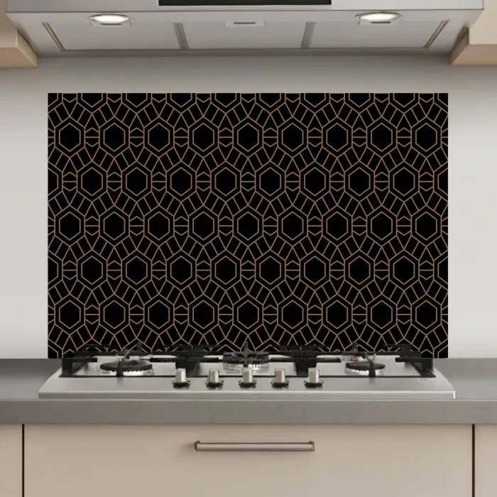 Goud - Zwart - Rozetstructuur keuken achterwand spatscherm klein 900 -3d_website