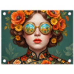 Portret - Vrouw - Kleurrijk - Expressief tuinposter los doek klein -3d
