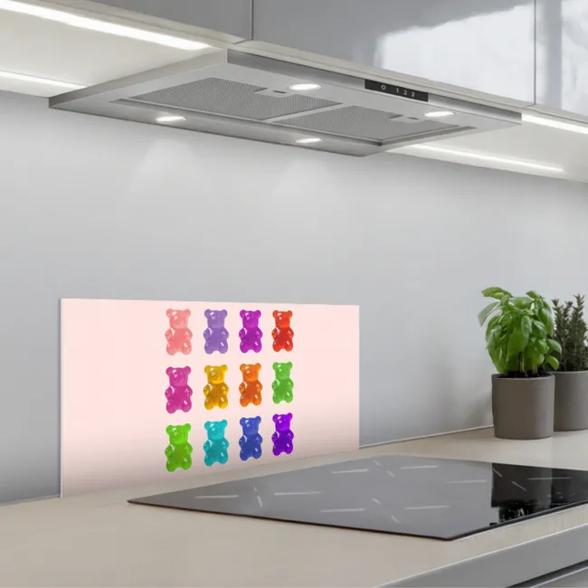 Beer - Kleurrijk - Snoep keuken achterwand spatscherm klein -3d_schuin