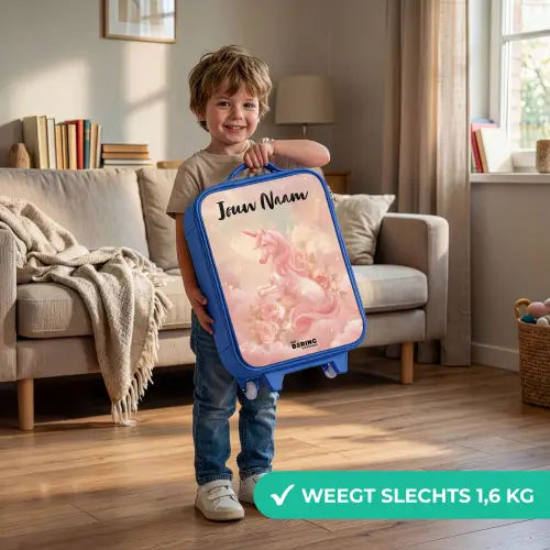 Eenhoorn - Wolken - Roze Kinderkoffer - Blauw klein -sfeer2_NL