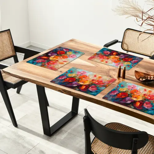 Bloemen - Kleurrijk - Verf - Abstract - Kunst Placemat vinyl groot -zzsfeer4_Kitchenyeah-website
