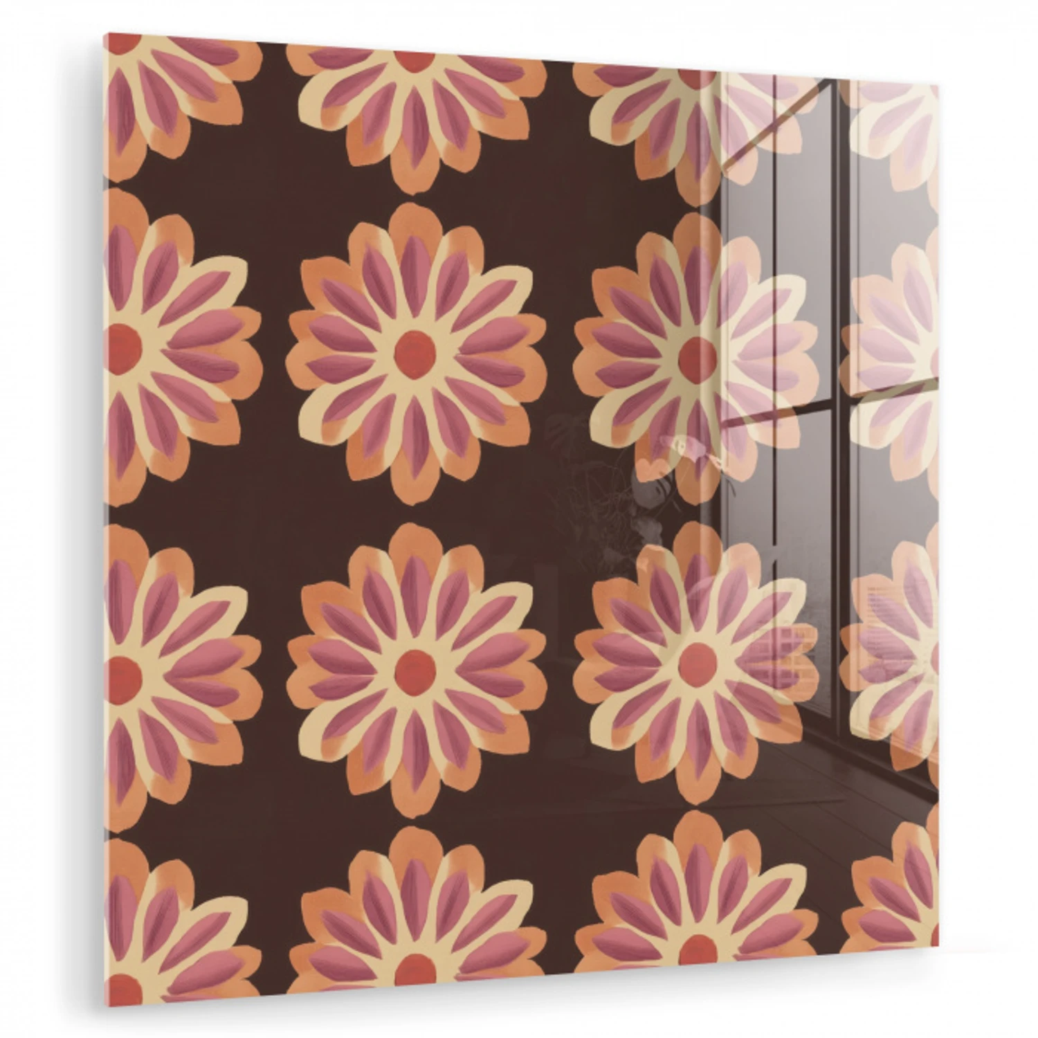 Bloemen - Patroon - Bruin plexiglas 5mm klein 11 -zzzproduct_nieuw