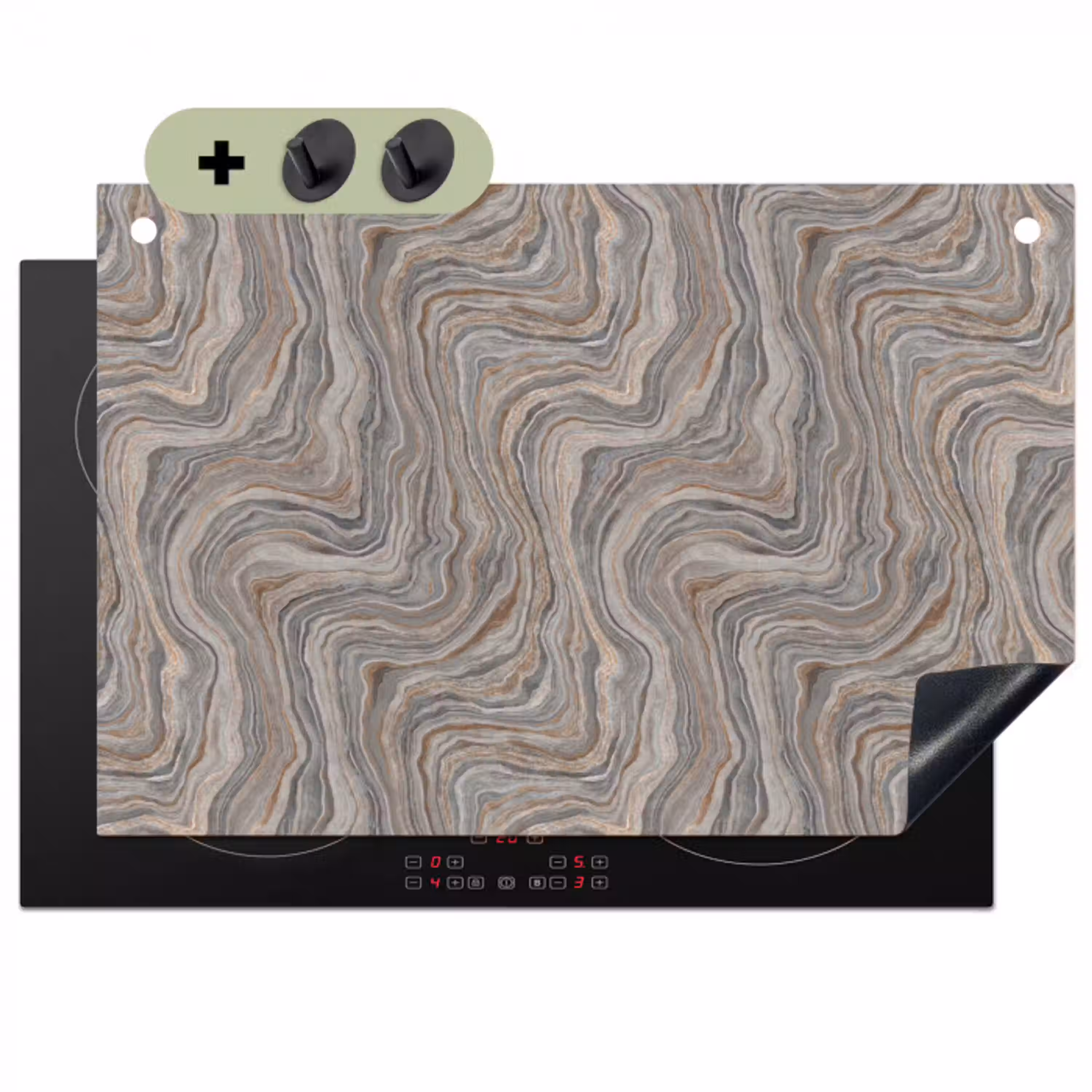 Patroon - Textuur - Grijs Inductie beschemer met haakjes klein 777 -3d