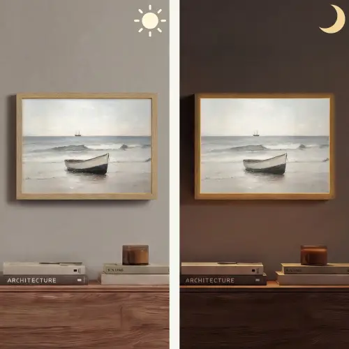 Roeiboot - Zee - Horizon Light Box met batterij (Wandlamp) middel -sfeer3