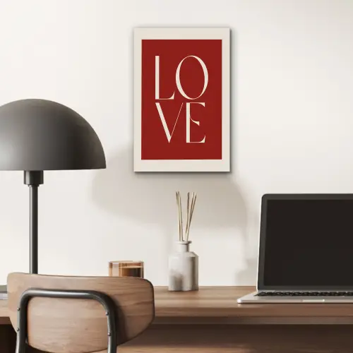 Love - Rood - Minimalistisch aluminium wit klein -sfeer5