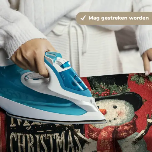 Klassiek - Kerstgroet - Sneeuwpop - Rood Wandkleed katoen klein -sfeer9