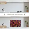 Waterverf - Rood - Geel keuken achterwand spatscherm klein 900 -voor_na_NL