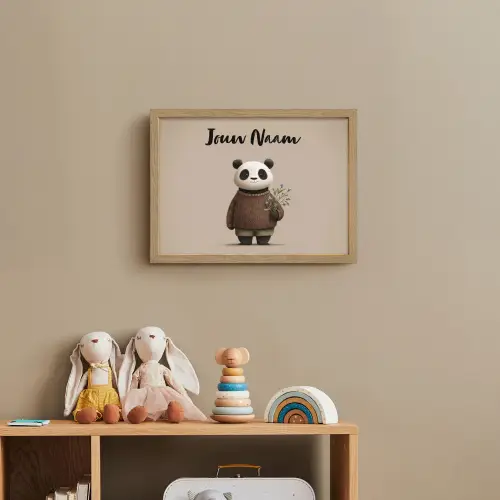 Panda - Blauwe bloemen - Zachtheid Light Box met batterij (Wandlamp kind) middel -sfeer2_kind