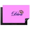 Diva - Lip - Panterprint - Roze Inductie beschermer vinyl 3mm klein -3d
