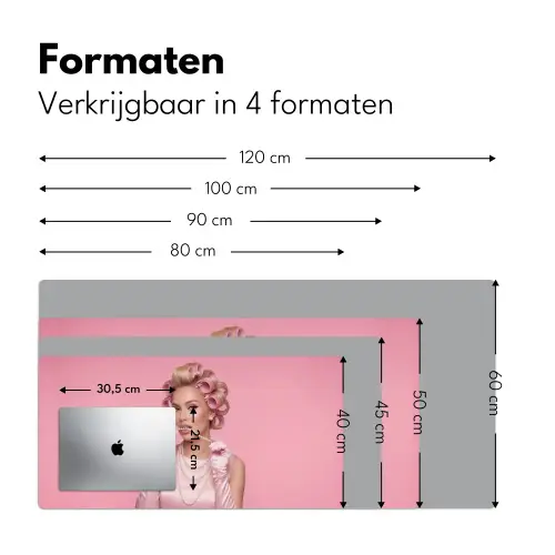 Vrouw - Roze - Parelketting - Krulspelden Muismat XXL klein -sfeer5
