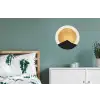 Bergsilhouetten - Gouden cirkel - Beige Wandcirkel aluminium klein -slaapkamer