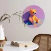 Teddybeer - Schaduw - Penseelstreken - Paars Wandcirkel kunststof plaat 5mm dik klein -sfeer4