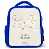 Dino wereldkaart Kinderrugzak - Blauw middel -3d