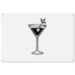 Cocktail - Glas - Olijf - Minimalistisch tuinposter los doek groot -3d