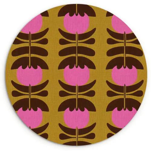 Abstract - Bloemen - Roze Wandcirkel kunststof plaat 5mm dik klein 188 -3d