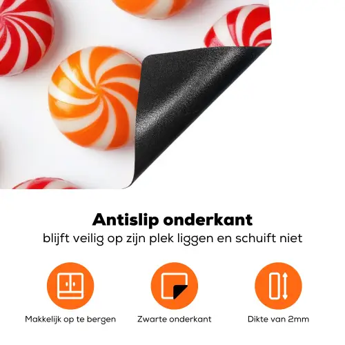 Snoep - Patroon - Rood - Oranje Inductie beschermer vinyl 3mm klein -zzzzzzz-td-onderkant
