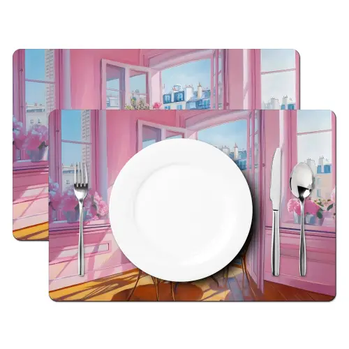 Pink - City - Bloemen Placemat vinyl groot -zzsfeer2_Kitchenyeah-website