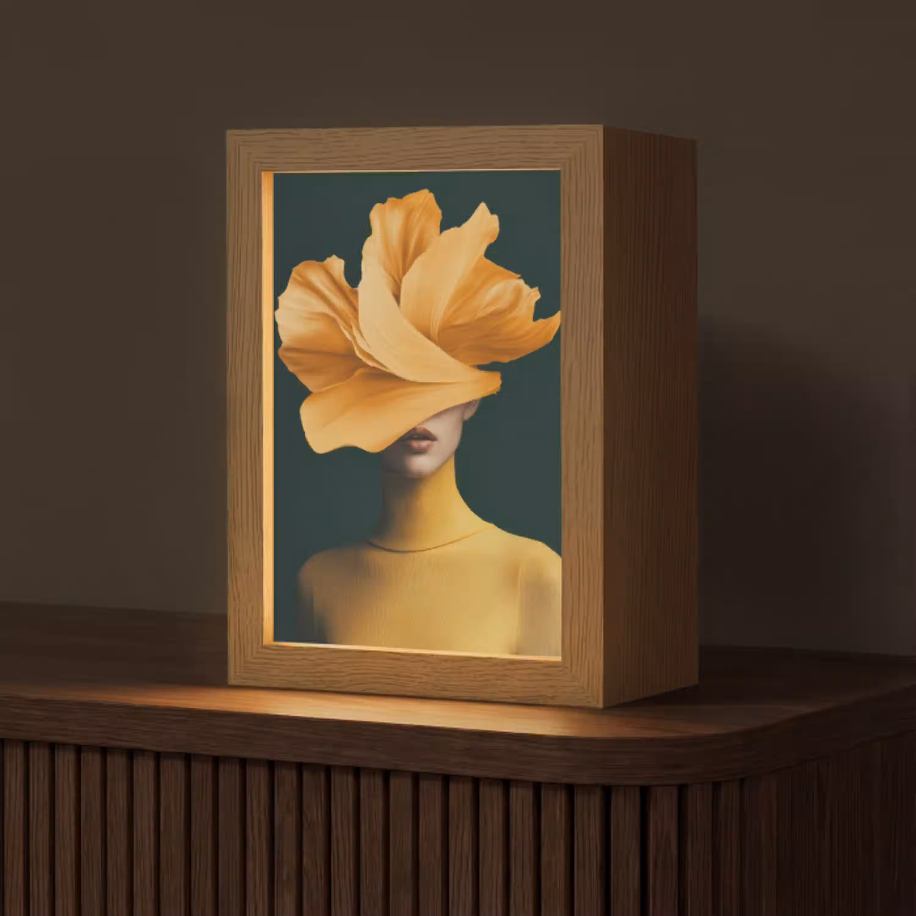 Vrouw - Hoed - Geel Light Box met kabel (Tafellamp) klein -z3d_website
