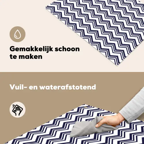 Oceaan - Golven - Blauw - Wit Inductie beschemer met haakjes klein 777 -ky-schoon-nl