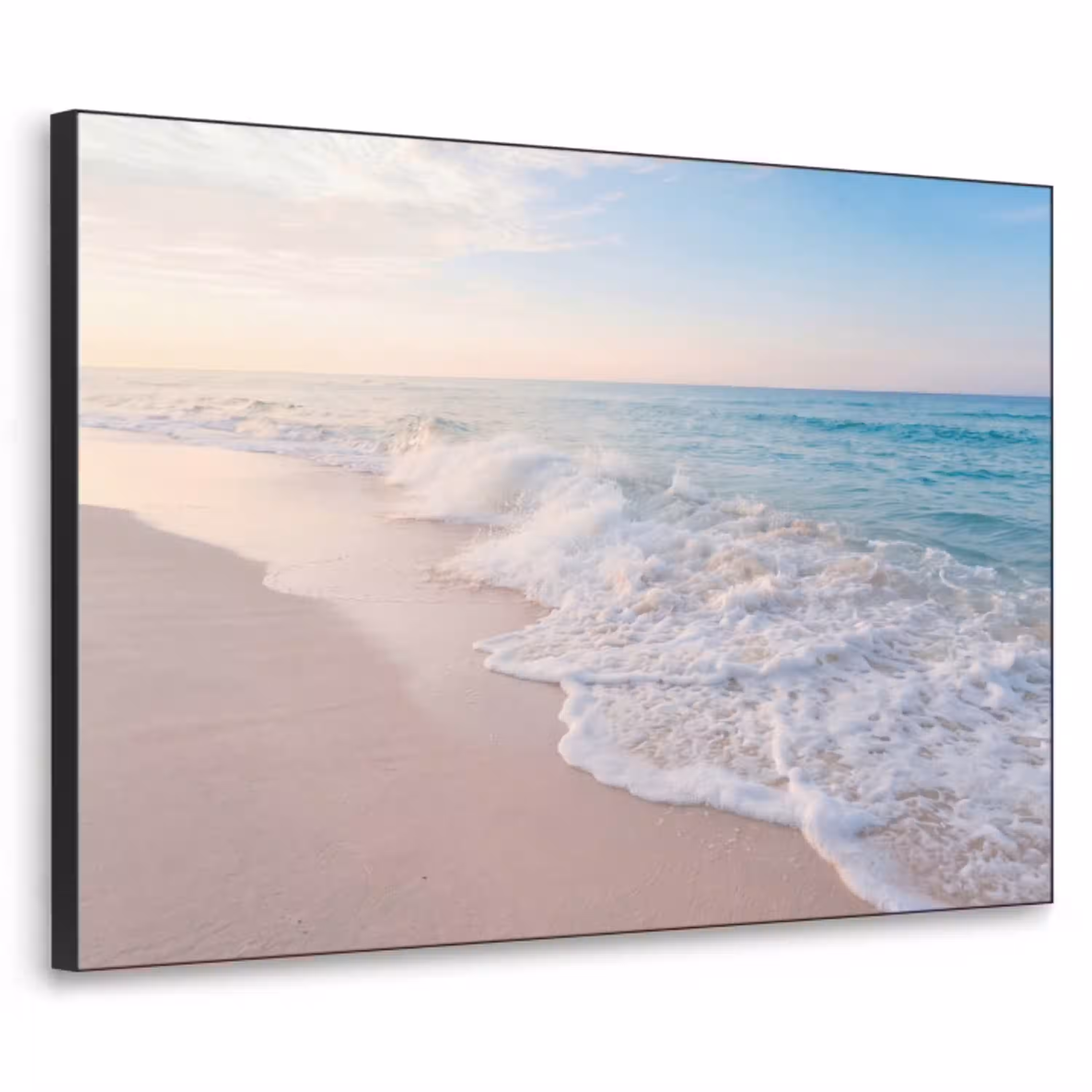 Zee - Golven - Strand - Natuur - Wit Textielframe zwart klein -3d