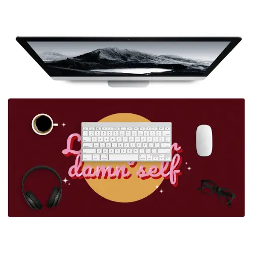 love your damn self - Cirkel - Glitter - Rood Muismat XXL klein -3d