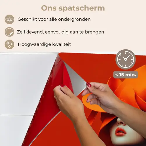 Oranje - Hoed - Vrouw keuken achterwand spatscherm klein -spatscherm_NL