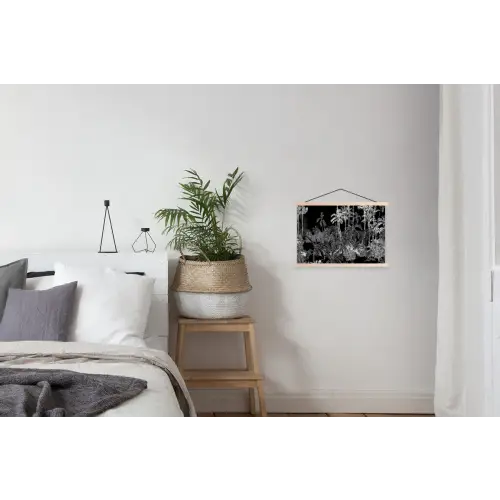 Jungle - Bomen - Bladeren - Tropical textielposter latten blank klein -woonkamer