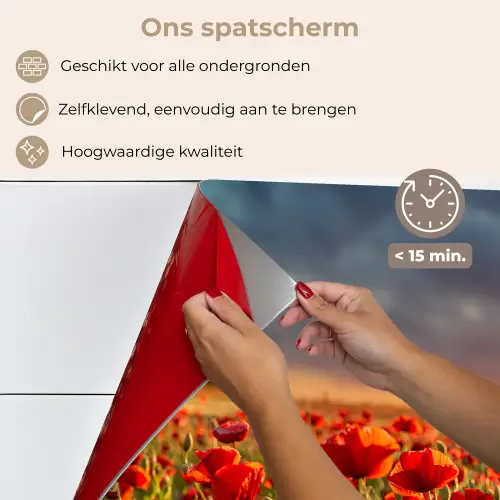 Zonsondergang - Klaprozen - Rood - Bloemen - Veld - Natuur keuken achterwand spatscherm klein -spatscherm_NL