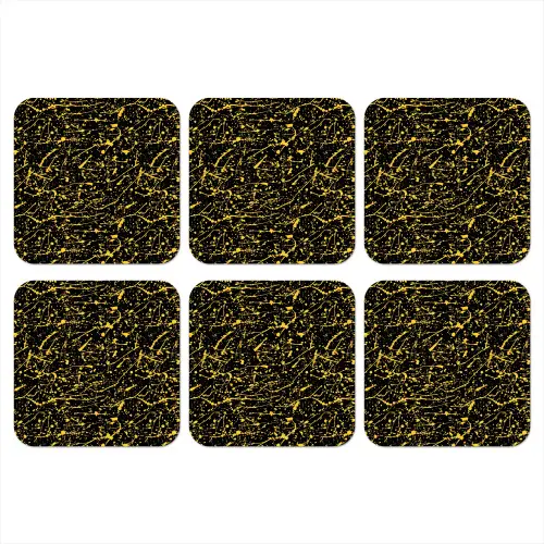Spat - Waterverf - Geel - Zwart onderzetter kurk middel 366 -3d
