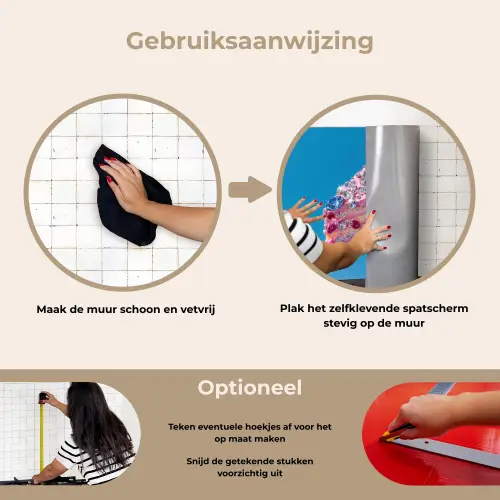 Taart - Edelstenen - Glitters - Roze keuken achterwand spatscherm klein -gebruiksaanwijzing_NL