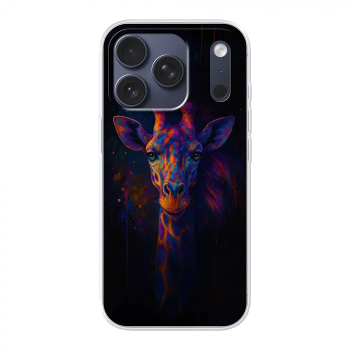 Giraffe - Gekleurd - Verfspatten Telefoonhoesje iPhone 17 Pro klein -3d