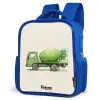 Betonmixer - Getekend - Groen Kinderrugzak - Blauw middel -schuin