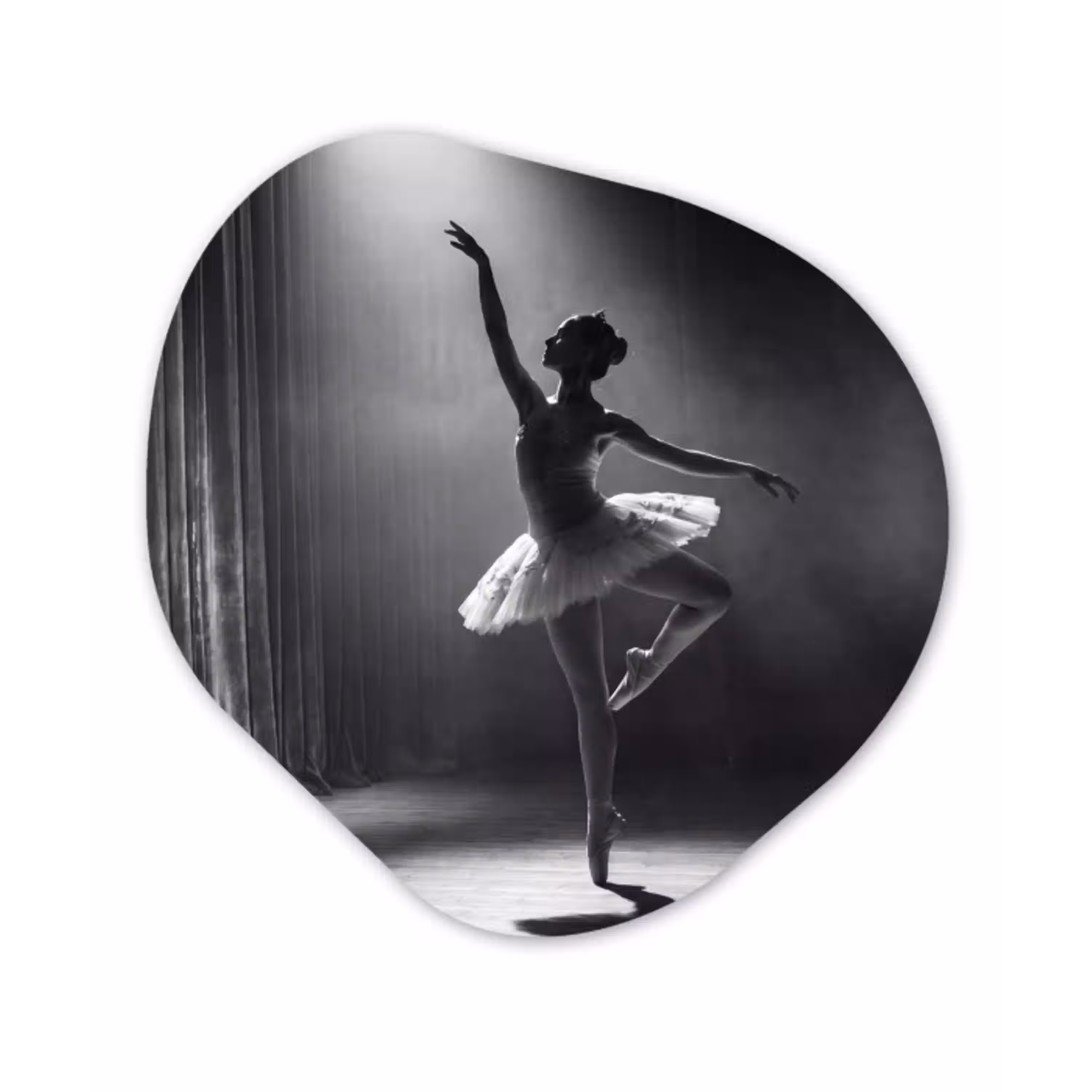 Danser - Podium - Zwart-wit - Kunst - Klassiek Wandcirkel Organisch Forex 3mm klein -3d