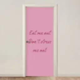 Eat me out don't stress me out - Roze - Handgeschreven deurposter klein -3d_beige
