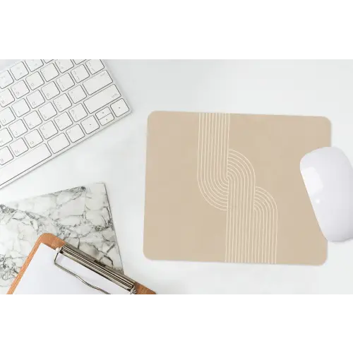 Parallelle lijnen - Lichte textuur - Beige muismat rubber klein -witbureau