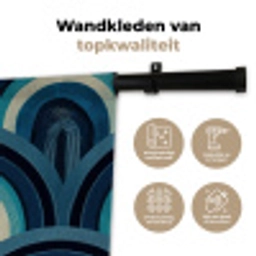 Bogen - Geometrisch - Patroon - Blauw - Retro Wandkleed katoen klein 269 -sfeer2