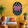 Panterprint - Zwart - Neonletters - Roze Wandcirkel Ovaal Glas middel -sfeer4