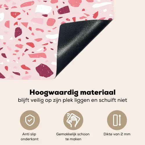 Terrazzo - Patroon - Roze Inductie beschemer met haakjes klein 777 -ky-onderkant-nl