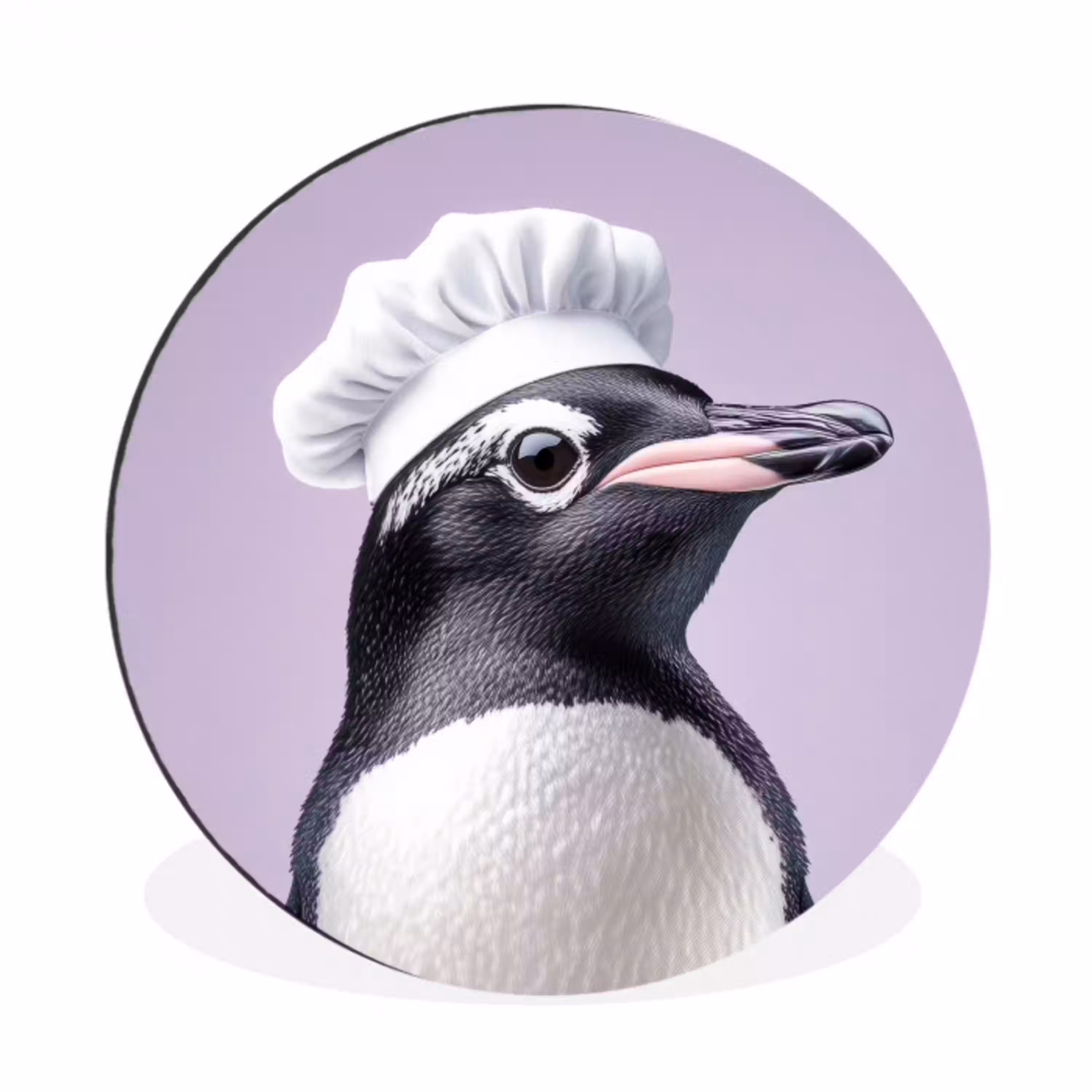 Pinguïn - Koksmuts - Lief - Paars Wandcirkel aluminium klein -3d