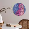 Tijger - Roze - Bladeren - Jungle Akoestische PET Vilt - Rond klein -sfeer3