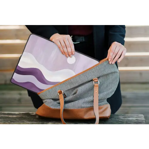 Golven - Heuvels - Abstract - Paars laptophoes neopreen klein -tas