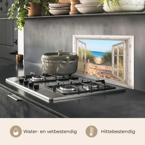 Doorkijk - Strand - Zee - Duinen - Zand - Water - Helmgras keuken achterwand spatscherm klein -usp_NL