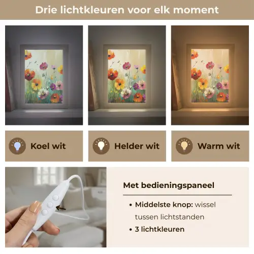 Kunst - Bloemen - Lente - Natuur Light Box met kabel (Tafellamp) klein -USP_lichtkleurNL